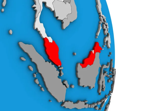 Malajzia Egyszerű Politikai Földgömb Illusztráció — Stock Fotó