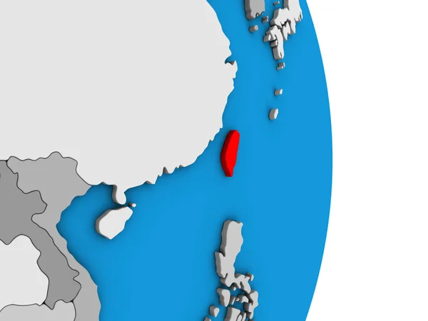 台湾在简单的政治3D 地球上 — 图库照片