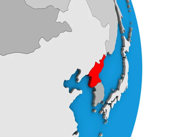 Северная Корея Простом Политическом Глобусе Иллюстрация — стоковое фото