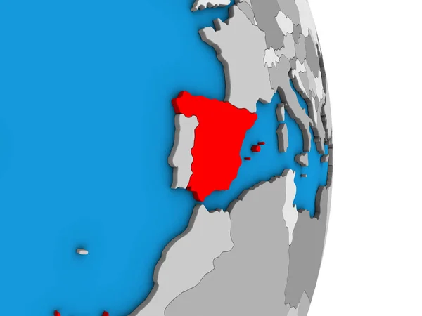 Hiszpania Proste Globus Polityczny Ilustracja — Zdjęcie stockowe