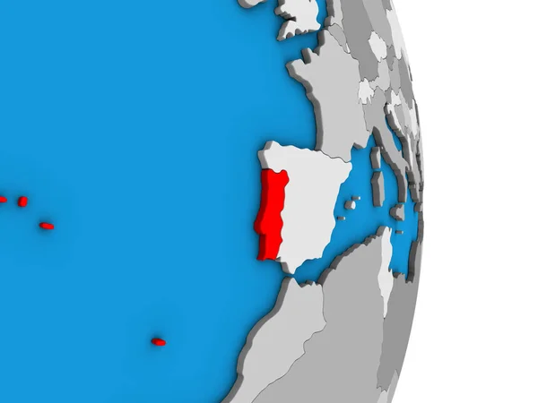 Portugál Egyszerű Politikai Földgömb Illusztráció — Stock Fotó
