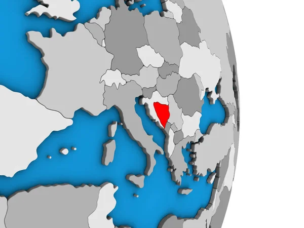 波斯尼亚和黑塞哥维那在简单的政治3D 地球上 — 图库照片
