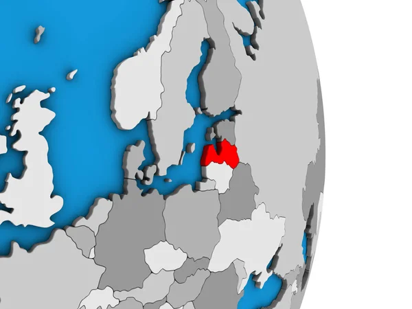 Łotwa Proste Globus Polityczny Ilustracja — Zdjęcie stockowe