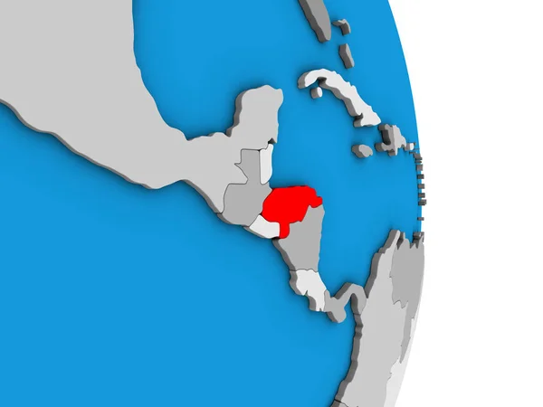 Honduras on simple political 3D globe. 3D illustration.