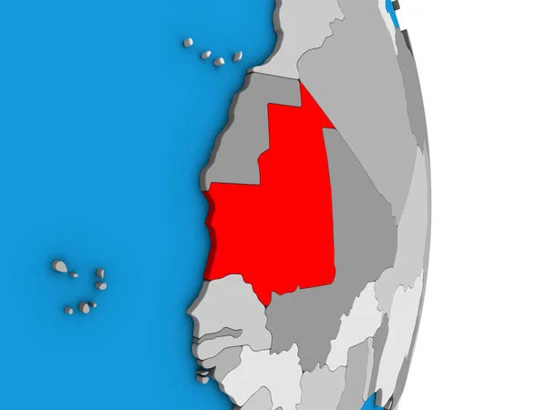 Mauritánia Egyszerű Politikai Földgömb Illusztráció — Stock Fotó