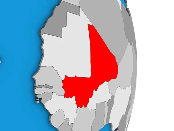 马里在简单的政治3D 地球上 — 图库照片