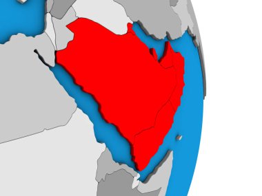 Arabistan basit siyasi 3d dünya üzerinde. 3D çizim.