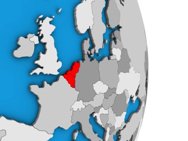 Benelux Birliği basit siyasi 3d dünya üzerinde. 3D çizim.