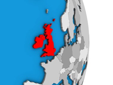 Britanya Adaları basit siyasi 3d dünya üzerinde. 3D çizim.