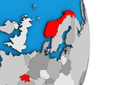 EFTA Ülkeleri basit siyasi 3d dünya üzerinde. 3D çizim.
