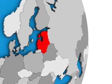Baltık Devletleri basit siyasi 3d dünya üzerinde. 3D çizim.