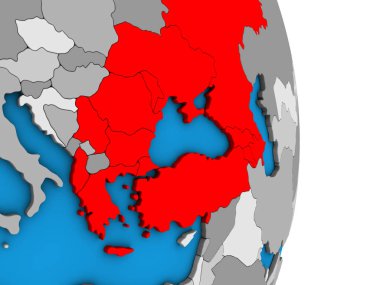 Kei ülkeleri basit siyasi 3d dünya üzerinde. 3D çizim.