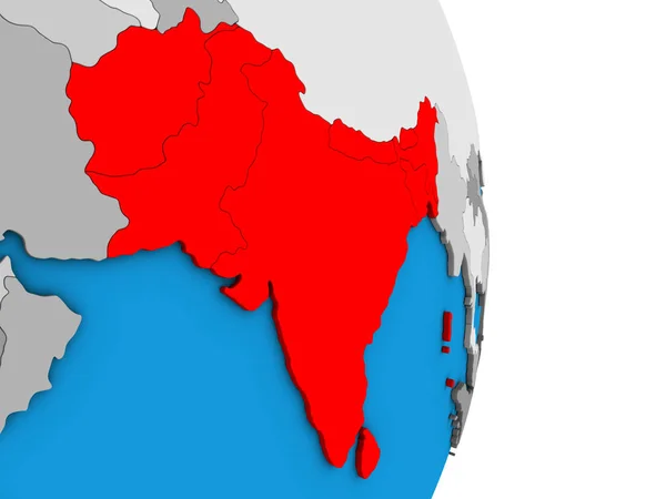 Sul Ásia Simples Globo Político Ilustração — Fotografia de Stock