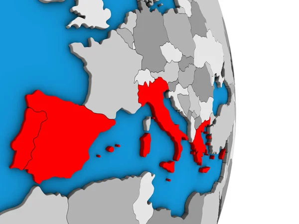 Dél Európában Egyszerű Politikai Földgömb Illusztráció — Stock Fotó