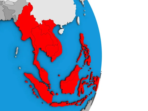 Südostasien Auf Einem Simplen Politischen Globus Illustration — Stockfoto