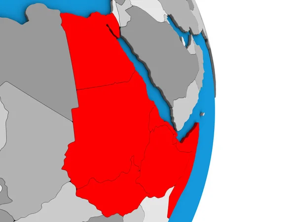 Severovýchodní Africe Jednoduché Politické Glóbu Obrázek — Stock fotografie