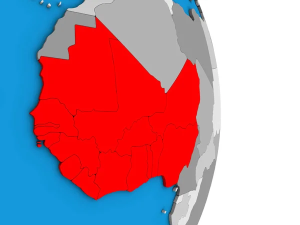 Västra Afrika Enkla Politiska Klot Illustration — Stockfoto