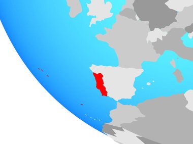 Portekiz basit bir dünya üzerinde. 3B illüstrasyon.