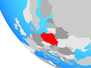 Polonya basit dünya üzerinde. 3D çizim.