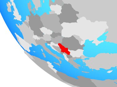 Sırbistan basit dünya üzerinde. 3D çizim.