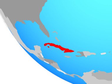 Küba basit dünya üzerinde. 3D çizim.