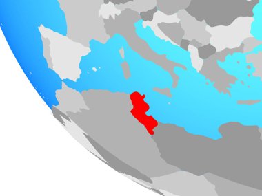 Tunus basit dünya üzerinde. 3D çizim.