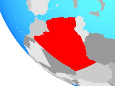 Cezayir basit dünya üzerinde. 3D çizim.