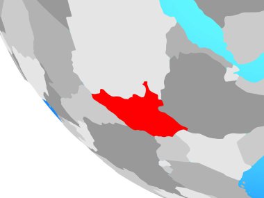 Güney Sudan basit dünya üzerinde. 3D çizim.