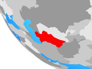 Türkmenistan basit dünya üzerinde. 3D çizim.