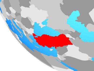 Türkiye basit dünya üzerinde. 3D çizim.