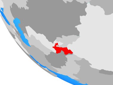 Tacikistan basit dünya üzerinde. 3D çizim.