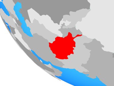 Afganistan basit bir dünya üzerinde. 3B illüstrasyon.