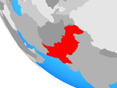 Pakistan basit bir dünya üzerinde. 3B illüstrasyon.