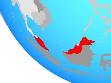 Malezya basit dünya üzerinde. 3D çizim.