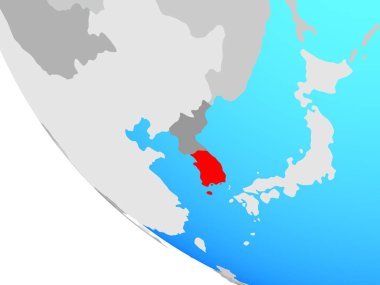 Güney Kore basit dünya üzerinde. 3D çizim.