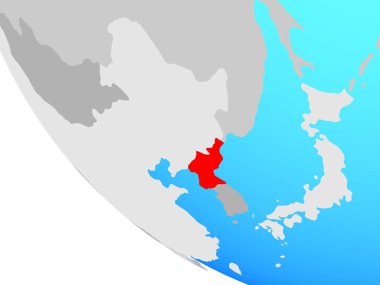 Kuzey Kore basit dünya üzerinde. 3D çizim.