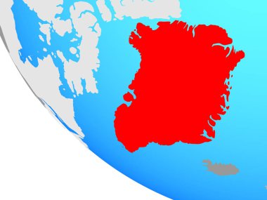 Grönland basit dünya üzerinde. 3D çizim.