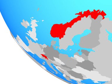 EFTA Ülkeleri basit dünya üzerinde. 3D çizim.