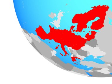Schengen alanı üye basit dünya üzerinde. 3D çizim.