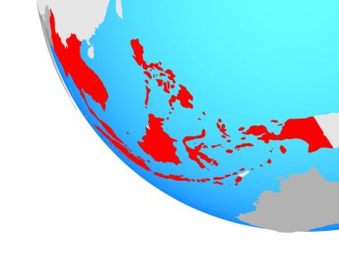 ASEAN ülkeleri basit dünya üzerinde. 3D çizim.
