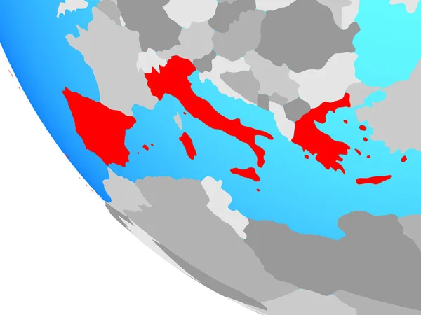 Южная Европа Простом Глобусе Иллюстрация — стоковое фото