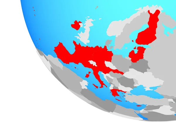 Єврозона Держав Членів Простий Земної Кулі Ілюстрація — стокове фото