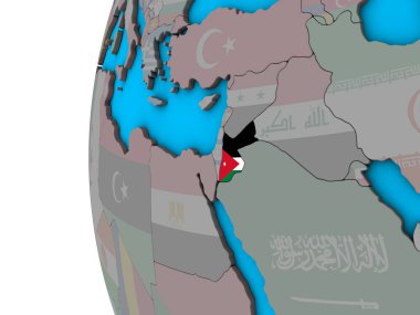 Ulusal bayrak mavi siyasi 3d Globe Jordan'la. 3D çizim.