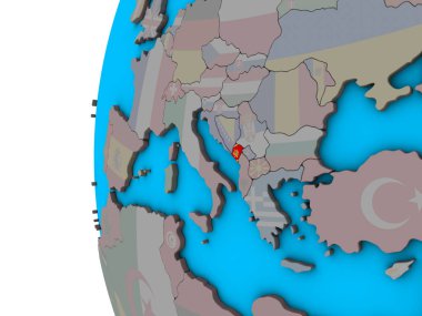Karadağ ile ulusal bayrak mavi siyasi 3d dünya üzerinde. 3D çizim.