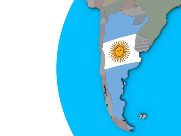 Αργεντινή Εθνική Σημαία Μπλε Πολιτικό Τρισδιάστατη Υδρόγειο Απεικόνιση — Φωτογραφία Αρχείου