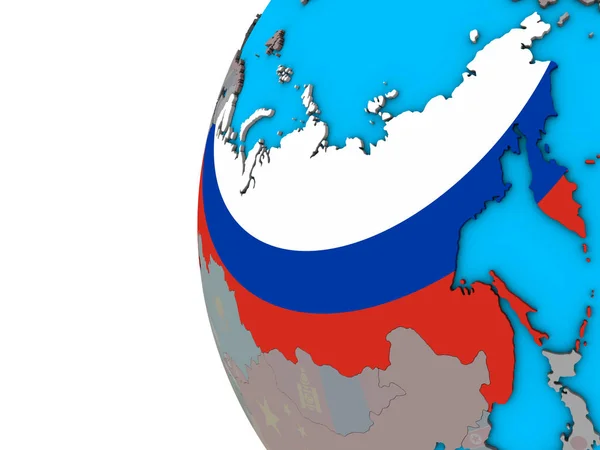 俄罗斯与国旗在蓝色政治3D — 图库照片