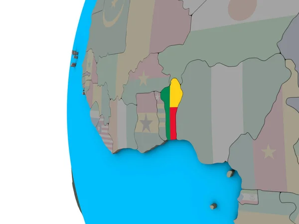 Benín Con Bandera Nacional Mundo Político Azul Ilustración — Foto de Stock