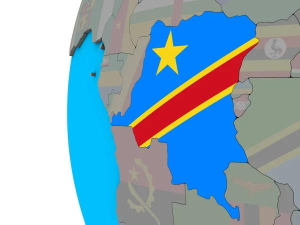 Dem Rep Del Congo Con Bandera Nacional Globo Azul Político — Foto de Stock