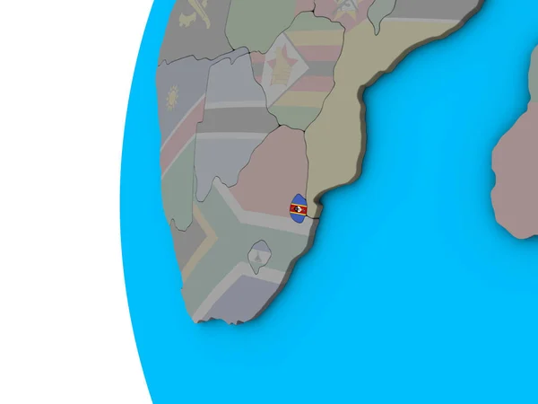 Eswatini Med Flagga Blå Politiska Klot Illustration — Stockfoto
