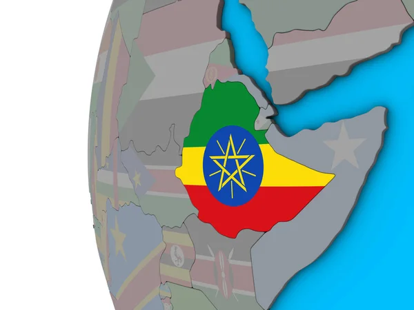 Etiopía Con Bandera Nacional Mundo Político Azul Ilustración — Foto de Stock
